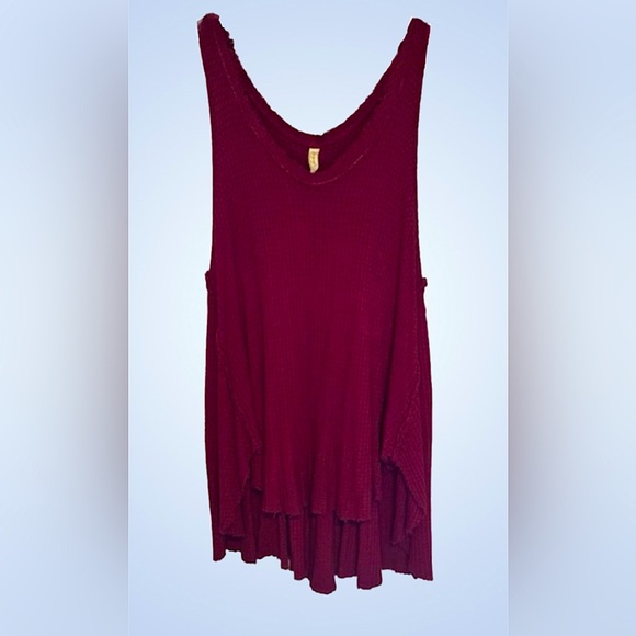 Free People Intimately Burgundy High Low Top - Picture 1 of 2